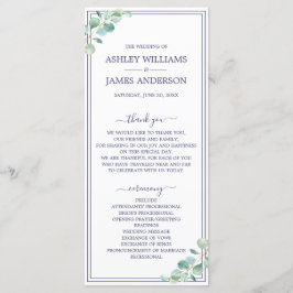 Programa Marinho de Folhagem Verde de Script Chic Casamento