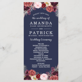 Programa Marinho Fall Marsala Blush Peony Wedding Programs