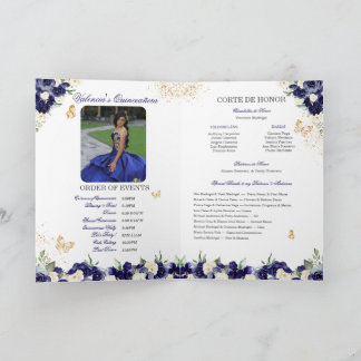 Programa Marinho Royal Blue Floral Tiara Butterfly Quincean
