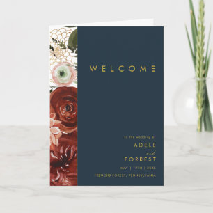 Programa Marsala Autumn Floral   Casamento dobrado em Marin
