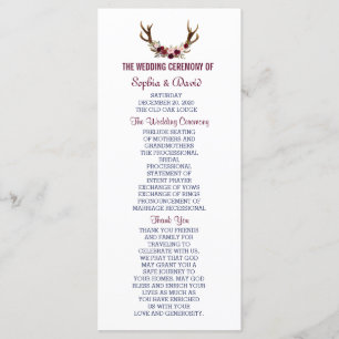 Programa Marsala Floral Antlers Marinho Blue Wedding Progra