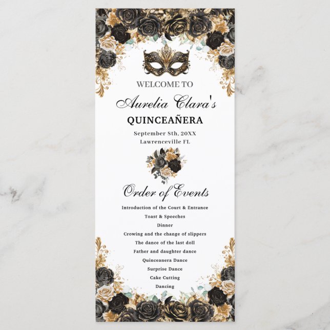 Programa Máscara Floral de Mascarada de Ouro Preto Quinceañ (Frente)