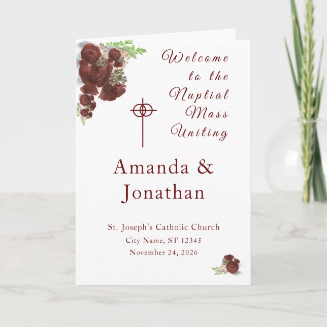 Programa Massa Nupcial Burgundy Rosa-Córsega com Foto (Frente)