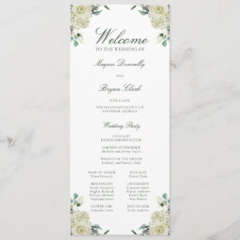 Programa Megan White Floral Elegante Cerimônia de Casamento