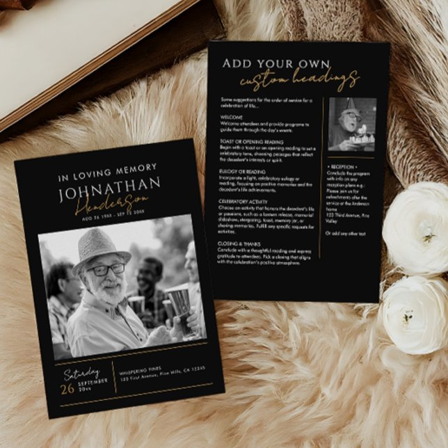 Programa Memorial Elegante De 2 Fotografias Moderno Em Amor (Criador carregado)