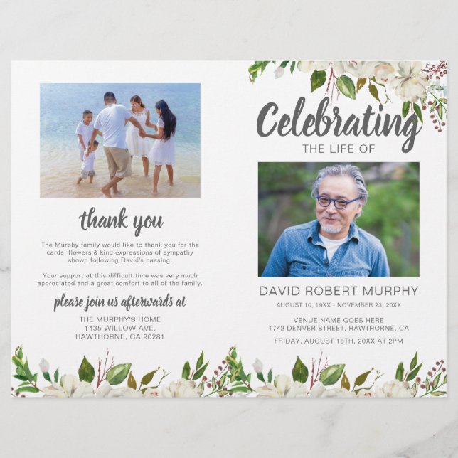 Programa Memorial Funeral de Ordem de Serviço de O (Frente)