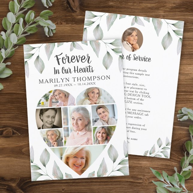 Programa Memorial Heart Collage Greenery (Criador carregado)