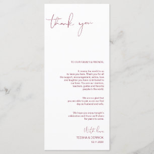 Programa Minimalismo Burgundy Script Colocação Obrigado