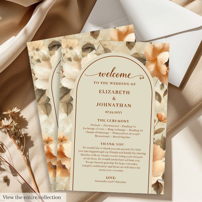 Programa Minimalist Boho Terra Cotta Beige Sage Wedding  (Minimalist Boho Terra Cotta Beige Sage Wedding Program)