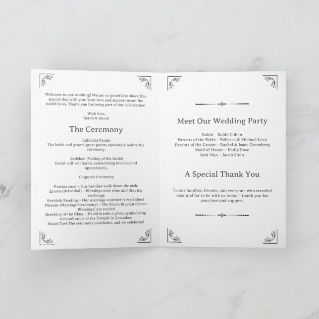 Programa Minimalista de Casamento Judaico (Interior)