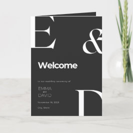 Programa Minimalista De Casamento Preto E Branco D