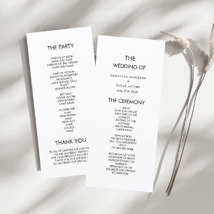 Programa Minimalista de Cerimônia de Casamento Neg