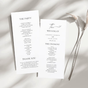 Programa Minimalista de Cerimônia de Casamento Neg