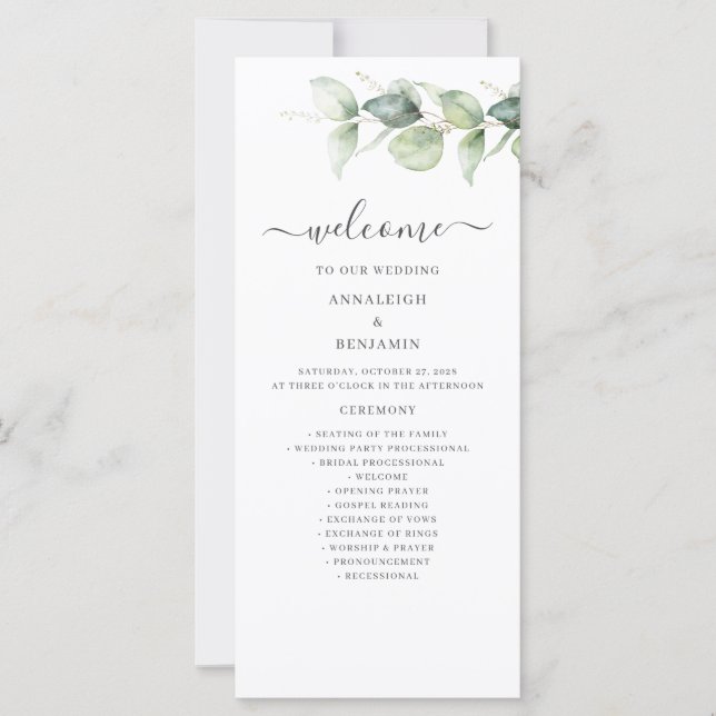 Programa Minimalista Eucalyptus Greenery Weding (Frente)