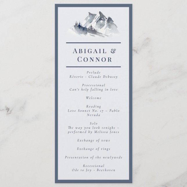 Programa Misty Mountain Blue Cinza Elegante Branco (Frente)