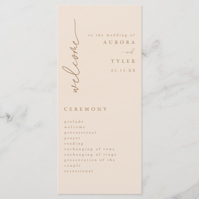 Programa Modern Beige Script Wedding (Frente)