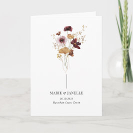 Programa Modern Boho Burgundy de Casamento de Flor