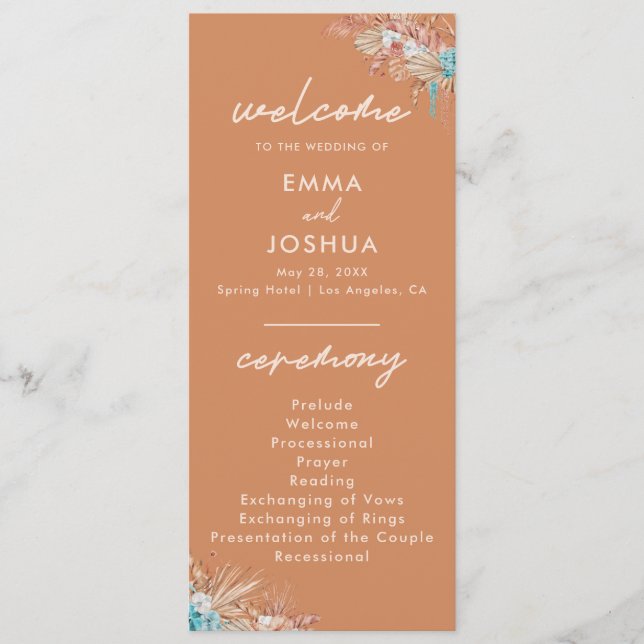 Programa Modern Boho Terracotta Wedding (Frente)