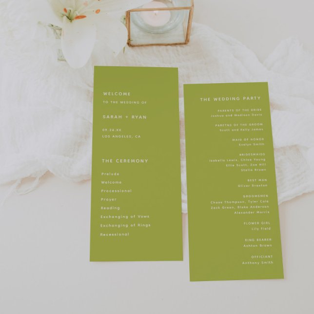 Programa Modern Bright Lime Green Wedding Ceremony (Criador carregado)