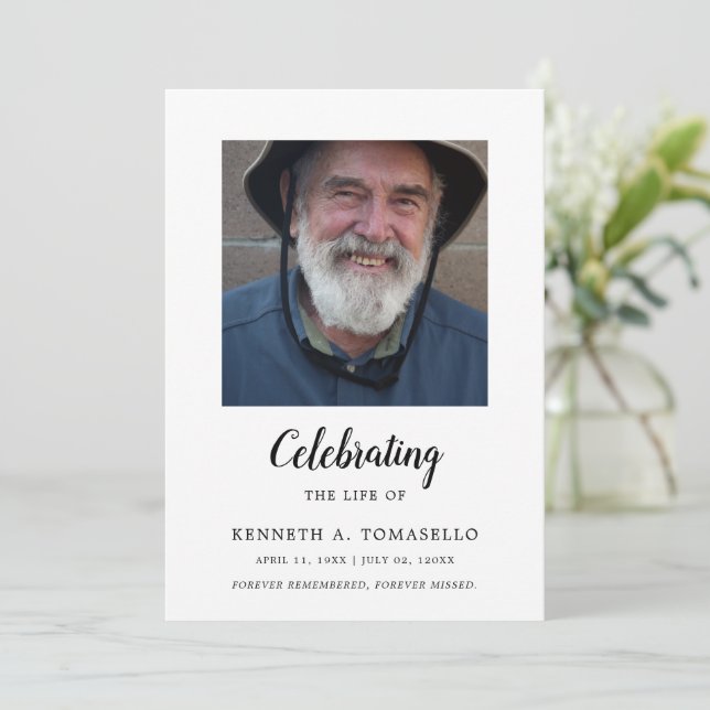 Programa Modern Celebration Of Life Memorial Photo Flat (Em pé/Frente)