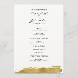Programa Modern Faux Dourado de Casamento de Brush