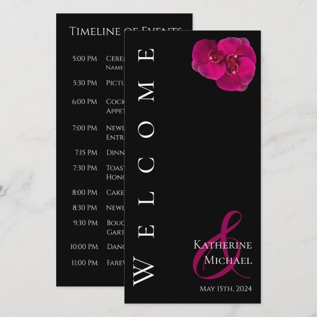 Programa Modern Fuchsia Orchids-Wedding- (Frente/Verso)