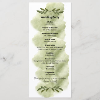 Programa Modern Green Leaf Minimalist Wedding Program