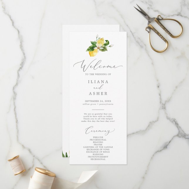 Programa Modern Lemon Garden Wedding (Frente/Verso In Situ)