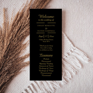 Programa Modern Minimalist Black Gold Wedding Flat