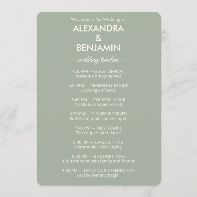 Programa Modern Minimalist Wedding | Sage Green Timeless  (Frente)