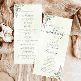 Programa Modern Sage Greenery Wedding Program Car