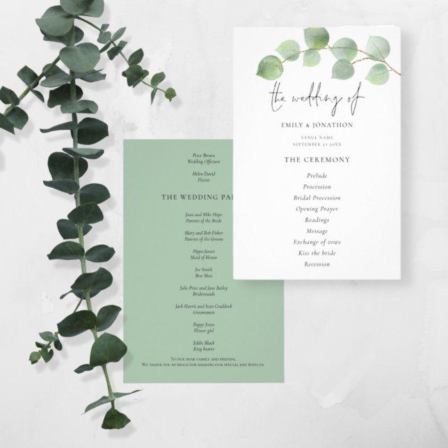Programa Moderno de Casamento Eucalyptus (Criador carregado)