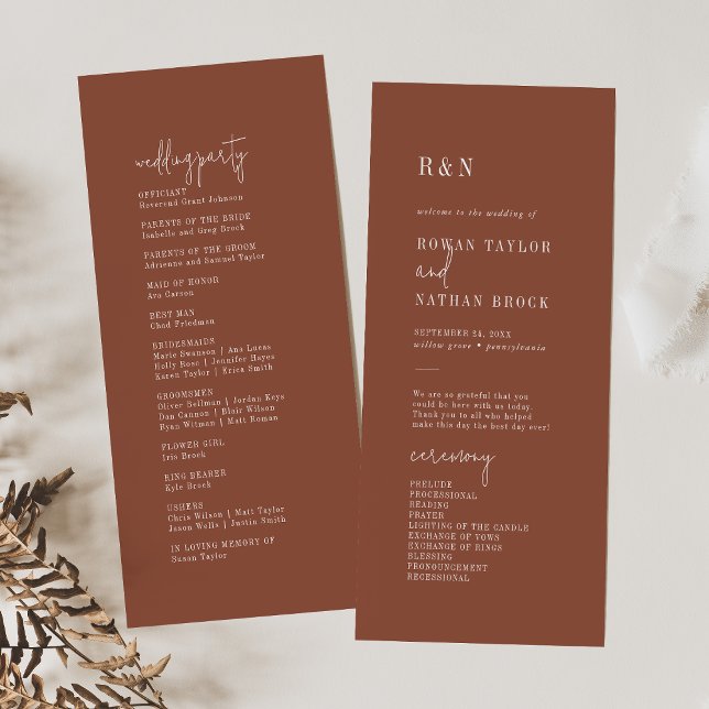 Programa Moderno de Casamento Flat Chic Terracotta (Criador carregado)