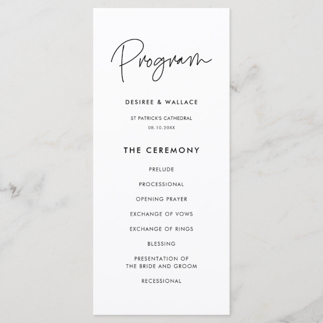 Programa moderno de casamento minimalista (Frente)
