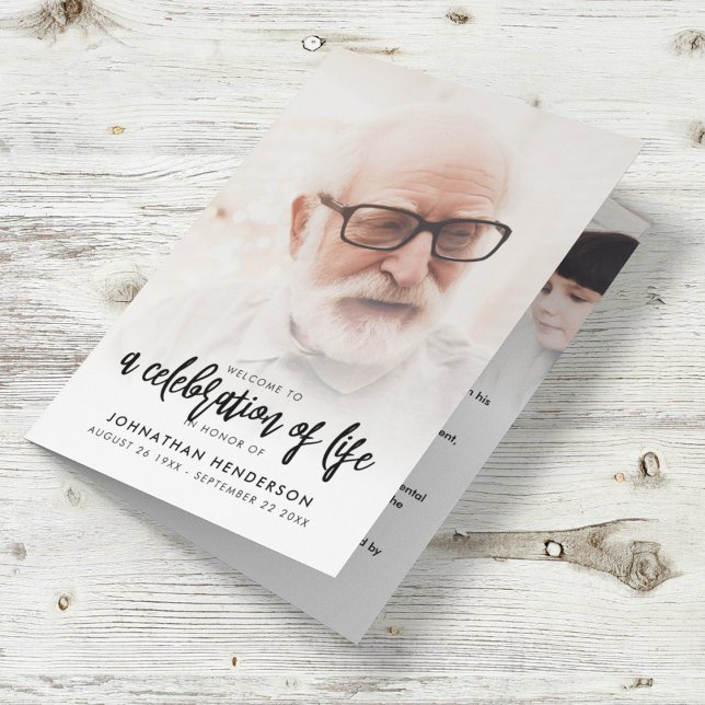 Programa Moderno de Celebração da Vida com 3 Fotos (Criador carregado)