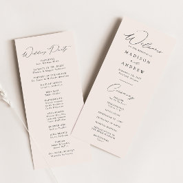 Programa Moderno Elegante de Casamento de Creme