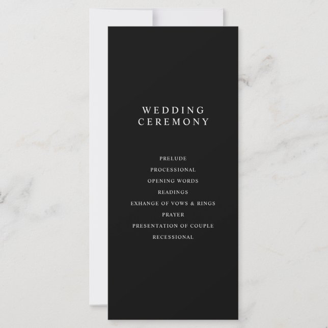 Programa Moderno Minimalista de Casamento Negro e  (Frente)