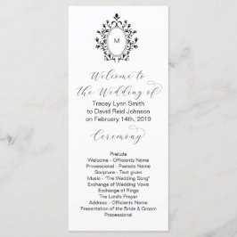 Programa Monogram Initial Minimal Wedding Program