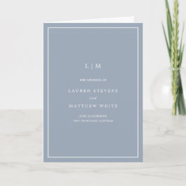 Programa Monograma Azul Simples e Sofisticado para Casament