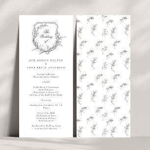 Programa monograma clássico elegante a crista de casamento