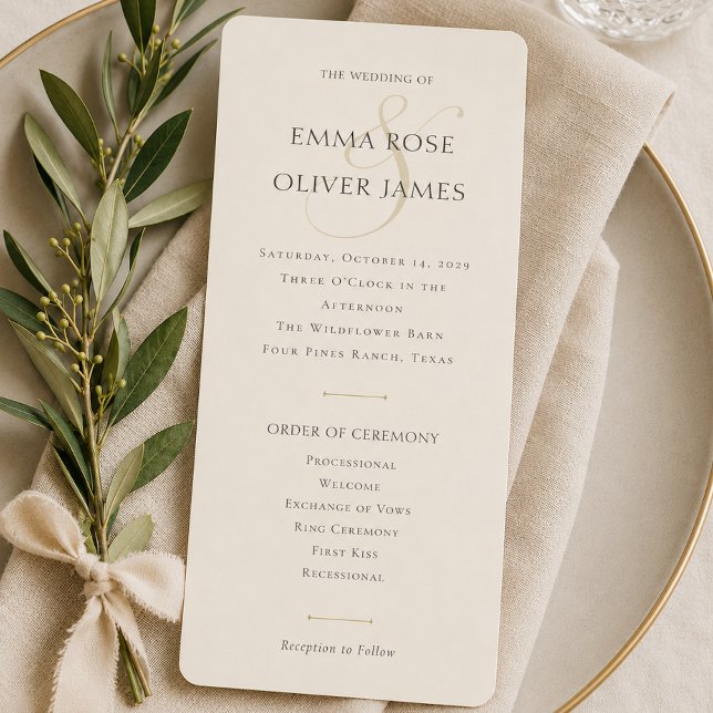Programa Monograma Minimalista de Casamento Elegante (Minimalist Stylish Wedding Monogram Program)