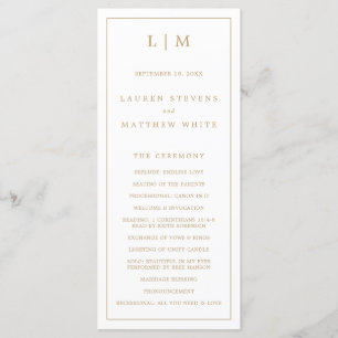 Programa Monograma Simples de Ouro Antigo para Casamento El