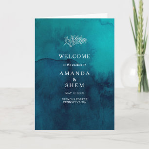 Programa Moody Ocean Watercolor Folded Wedding Program