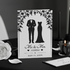 Programa Mr & Mrs Wedding Dress Tuxedo Floral Arch Photo