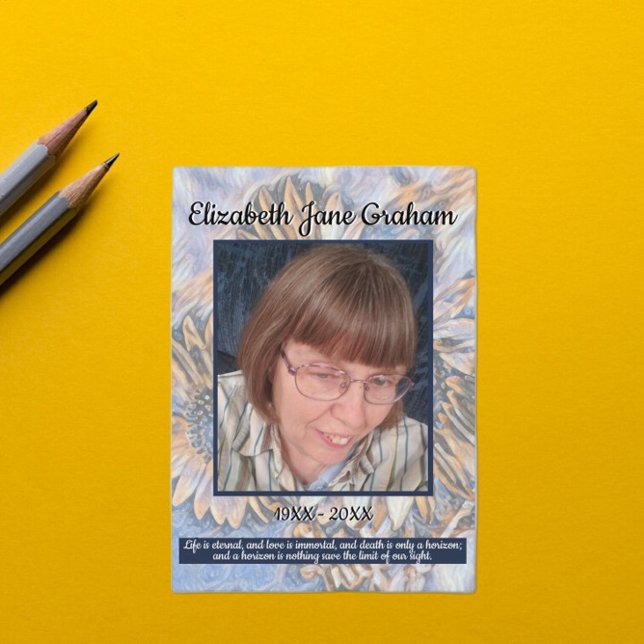 Programa Muted Blue Sunflower Art | Photo | Funeral     (Criador carregado)