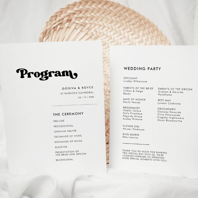 Programa Na moda retro casamento preto e branco (Criador carregado)