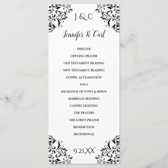 Programa Nadine Wedding Ceremony Program - Tea-Length (Blac (Frente)