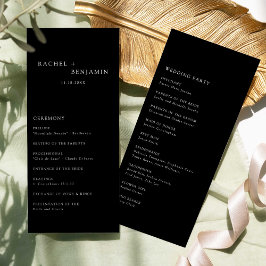 Programa Negro de Cerimônia de Casamento Simples M