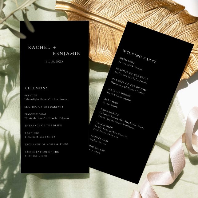 Programa Negro de Cerimônia de Casamento Simples M (Criador carregado)