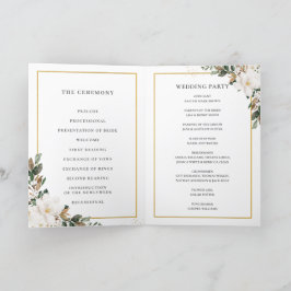 Programa Noivado Elegante Ivory Magnolia Floral Greenery